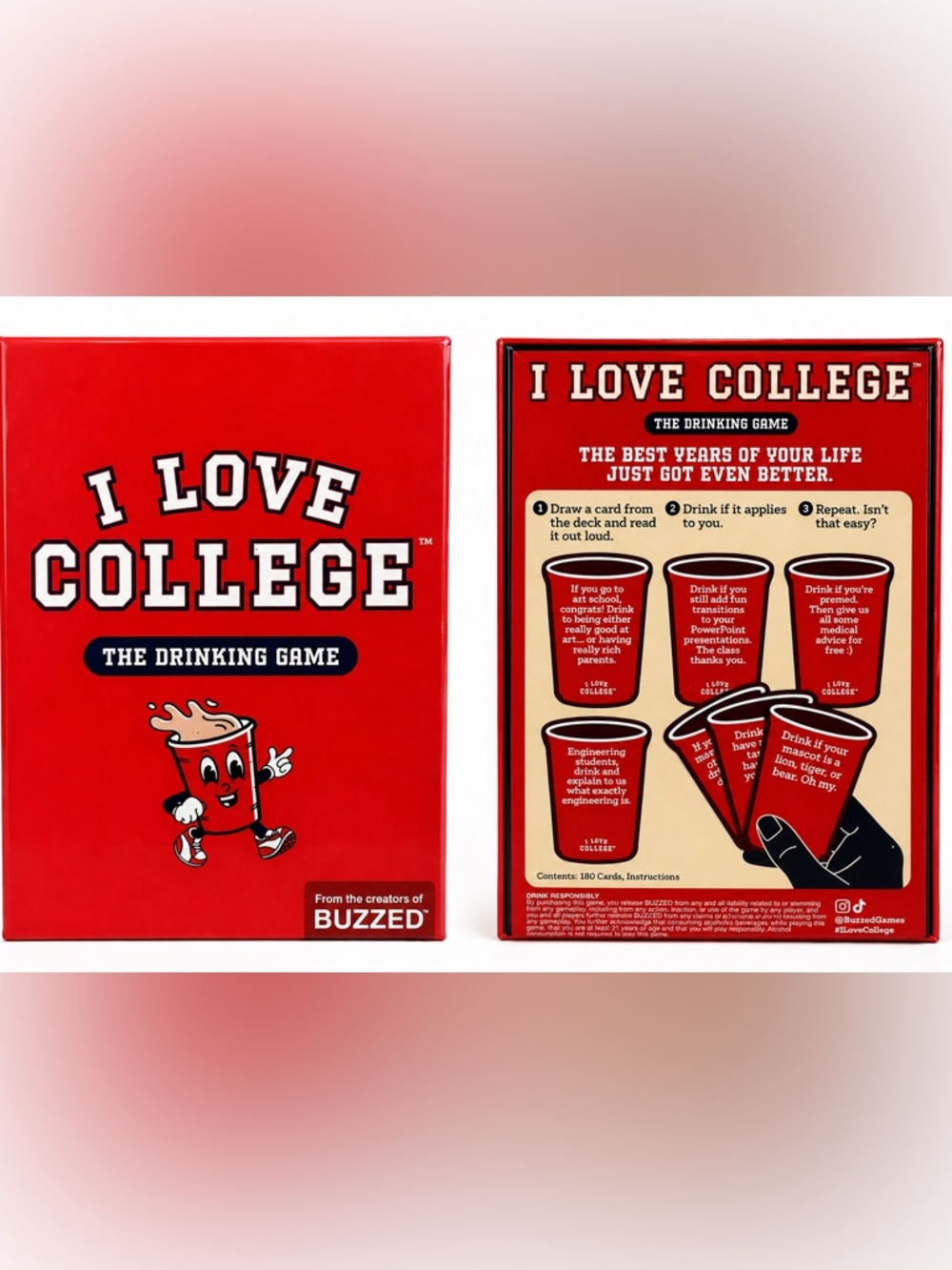 I Love College Drinking Game NEW 180 Cards Party Game Buzzed NIB